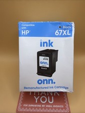 New Sealed Onn 67XL Black Printer High Yield Ink Cartridge For HP Exp 7/2026 picture