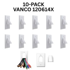 Vanco 120614X Two-Piece Bulk Cable Wall Plates 10-Pack White New Sealed picture