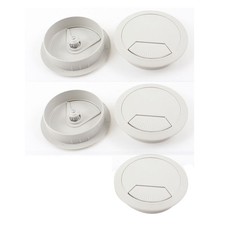5 Pcs Home Office Desk Table Computer 60mm Dia.Cable Cord Grommet Hole Gray picture