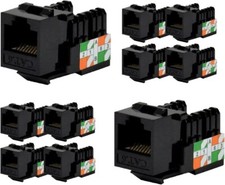 Logico KJ6224 8P8C Keystone Jack Cat6 Black Network Ethernet 110 Punchdown 10pcs picture