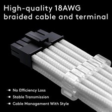 RTX 3000 Series 12 Pin to Dual 8 Pin PCIe Sleeved Extension Cable 300 MM- Con... picture