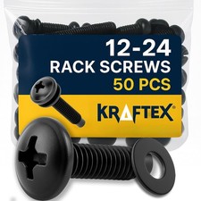 12-24 Rack Screws [50pk] – Rack Mount Screws with Nylon Washers for Server, Ne picture