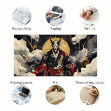 Japanese Oni Character Design Gaming Mouse Pad - Large Rectangular Desk Mat wi picture