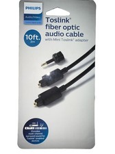 Philips Toslink Fiber Optic Audio Cable w/ Mini Toslink Adapter 10 Feet picture