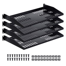 1U Rack Shelf Set, 4 Pieces, 10-Inch Deep, Vented Wall-Mount Tray picture