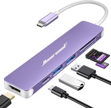 Hiearcool 7-in-1 USB C Hub, USB C Dongle Compatible for MacBook, Purple picture