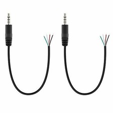 2 PCS  5 FT  3.5mm Male Plug Bare Wire TRRS 4 Pole Stereo 1/8