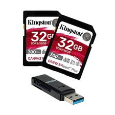 Kingston Canvas React Plus 32GB U3 V90 SD Memory Card with Card Reader Bundle picture