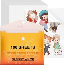 HTVRONT Printable Vinyl Sticker Paper 100 Sheets Glossy Waterproof Sticker Paper picture