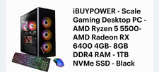 iBUYPOWER Scale Gaming Desktop Ryzen 5 5500 RX 6400 8GB 1TB NVMe RGB Black picture