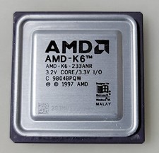 Vintage AMD K6 AMD-K6-233ANR 3.2V Core/3.3V Processor Collection/Gold picture