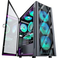 Gaming PC Case Metal Tempered Glass Side Panel ARGB Fans Mid Tower picture