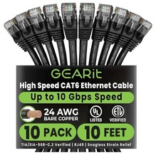 10-pack GearIT Cat 6 Ethernet cables, 10’ Black picture