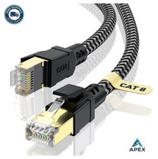 Cat 8 Ethernet Cable 100FT Braided 40Gbps 2000MHz RJ45 Gold Plated Shielded LAN picture