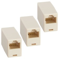 3x CAT5e RJ45 Female to Female Inline Coupler Coupling Joiner Connector Beige picture