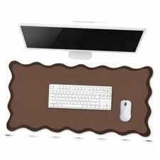 Large Scalloped Desk Mat Pad 31.5 x 15.8 Inches Brown picture