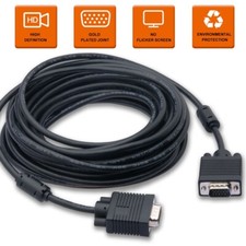 Black 15ft VGA SVGA Cable Cord Male to Male for PC Laptop Monitor picture