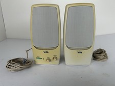 Vintage Cyber Acoustics CA Powered Desktop PC Gaming Speakers Beige Retro Tested picture