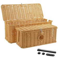 2 Pcs Handmade Cable Management Boxes Rattan Cable Organizer Large & Medium C... picture
