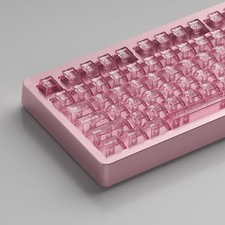 114 Keys Transparent Keycaps PC Cherry Profile Pink Set Fits Cherry Mx Switch picture
