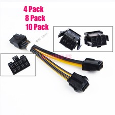 4-10 Pack Dual 6Pin Female to 8Pin Male PCIE PCI Express GPU Power Adapter Cable picture