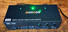 AOOCOO 8K Triple Monitor KVM Switch 2 PC HDMI DP USB 3.0 Powers On picture