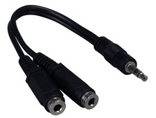 6in 3.5mm Stereo Male to Two 3.5mm Stereo Female Audio Cable, Black picture