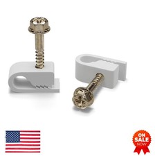 Cable Clips 1/4 Inch Coaxial Clamps with Screws 100 Pack White Outdoor Indoor picture