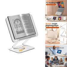 Alitamei Acrylic Book Stand 360° Rotating Base Adjustable Page Clips Foldable picture