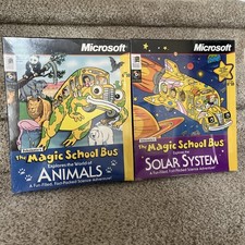 Vintage Lot Of 2 Microsoft MAGIC SCHOOL BUS CDROM Big Box NIB Sealed picture