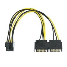 Dual SATA to 8 Pin (6+2 Pin) Video Card GPU Power Supply Cable 8.6inch 22cm (1 P picture
