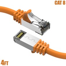 4FT CAT8 RJ45 Network LAN Ethernet SFTP Cable Copper 40Gbps 2GHz 26AWG Orange picture