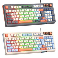 Wired Gaming Keyboard Rainbow RGB LED Backlit 98 Key PC Desktop with Volume Knob picture