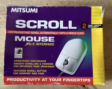 Mitsumi ECM-S5002 Scroll Mouse PS/2 Vintage Retro PC Wired Ball Mouse 1998 Boxed picture