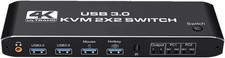 2 in 2 Out 4K HDMI KVM Selector Box 2x1, Dual Monitor Switch HDMI Switch with 2* picture