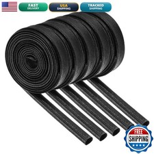MECCANIXITY 5Pcs Wire Insulation Braid Fire Sleeve 9.8Ft 7mm ID Black picture