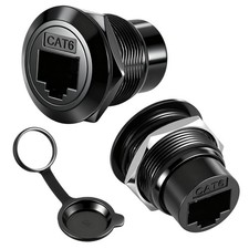 Alrhso 2 Pack RJ45 CAT6 Panel Mount Adapter Bulkhead Feed Thru Coupler with W... picture