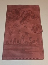 Leather Flower Cat Card Slot Tablet Case F- Amazon Kindle Fire - Gen 6th 7th 8th picture