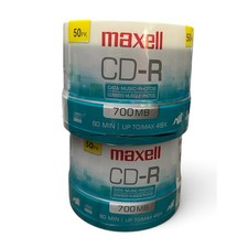 Lot of 2 Maxell CD-R 50-Pack Spindles (100 Discs Total) Brand New Factory Sealed picture