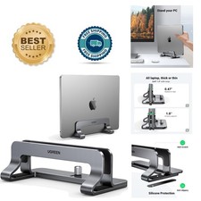 Stylish Vertical Laptop Stand for Up to 17.3 Inch Laptops – Space-Saving Gray picture