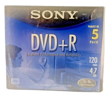 Sony DVD +R Recording Media Discs 5 Pack 120 Minutes 4.7 GB New Old Stock *READ* picture