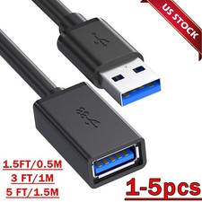 USB3.0 Extension Cable High Speed Extender Cord Adapter TypeA Male to Female Lot picture