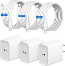 iPhone Fast Charger 3+3Pack 20W USB C Wall Charger with 6FT Fast Charging Cable picture