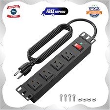 10 Inch Rack PDU 1U 4 Outlet Surge Protector 15A 6ft Cord for Server Cabinet picture