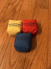 VTG Microsoft Project for Windows Juggling Bean Bags Cube Swag Promo Rare 3pc picture