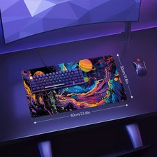 Galactic Astronaut & Cosmic Landscape Mouse Pad - Large Rubber Desk Mat for Ga picture