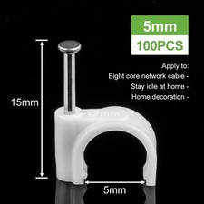 100PCS Cable Clips Nail In Wall Wire Clamps Round White Cable Management picture