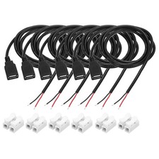 6Pcs USB Plug Pigtail, 1M/3.2FT Female 22 AWG 5V 3A with Wire Connector, Black picture