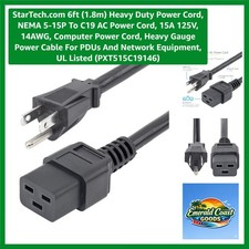 14AWG 6ft NEMA 5-15P to C19 Heavy Gauge Power Cable for Reliable Connectivity picture
