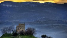 Landscape mountains house old Custom Gaming Mat Desk picture